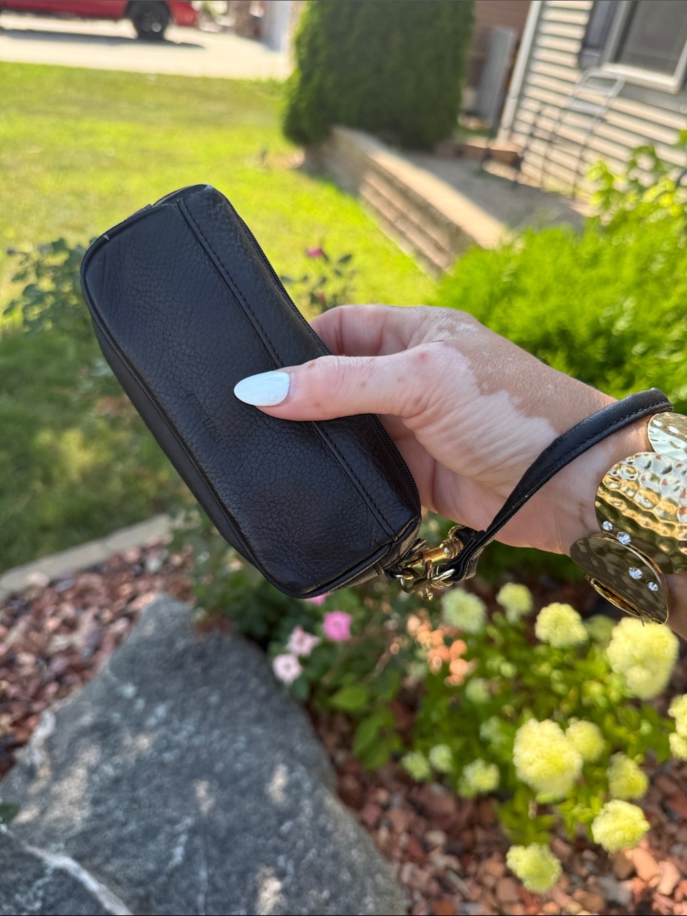 NWOT Black Wristlet Leather Pouch
